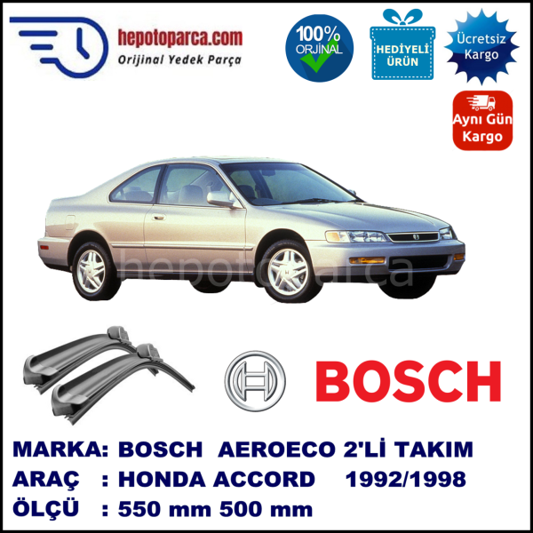 HONDA Accord Coupé [CB/CC/CD/CE] 01.1992-06.1998, 550 / 500 mm. BOSCH AEROECO Aparatlı Muz Silecek