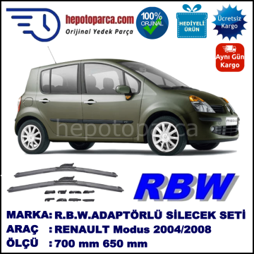 RENAULT Modus [FP./JP.] 06.2004-05.2005, 700 / 650 mm.  RBW  ADAPTÖRLÜ MUZ SİLECEK SETİ