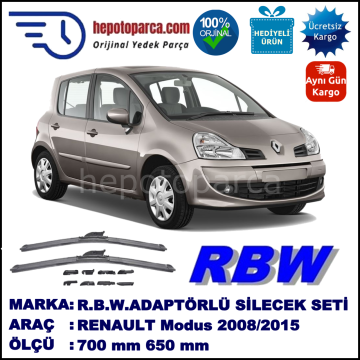 RENAULT Modus [FP./JP.] 06.2005-..., 700 / 650 mm.  RBW  ADAPTÖRLÜ MUZ SİLECEK SETİ