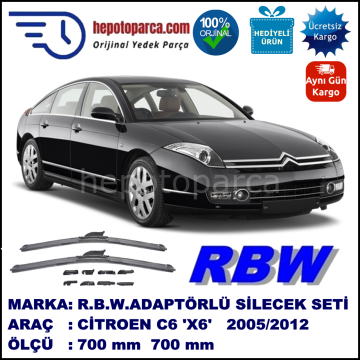 CITROEN C6 [X6] 11.2005-..., 700 / 700 mm.  RBW  ADAPTÖRLÜ MUZ SİLECEK SETİ