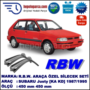 SUBARU Justy [KA, KD] 05.87-10.95 450 / 450 mm. RBW Muz Silecek Seti  2'li Takım. U Kanca Uyumludur.