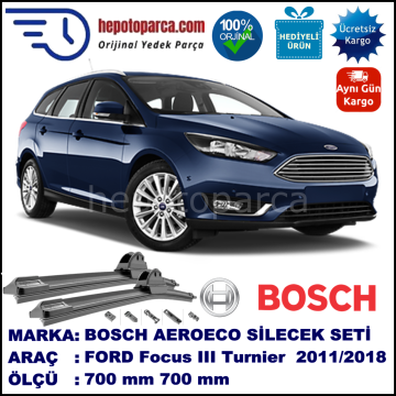 FORD Focus III Turnier [11] 01.2011-..., 700 / 700 mm. BOSCH AEROECO Aparatlı Muz Silecek