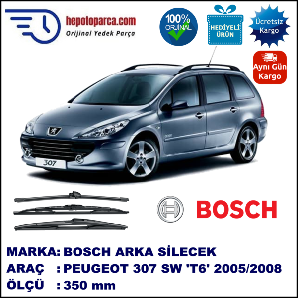 PEUGEOT 307 Break/SW [T6] 350 mm 06.2005-05.2008 BOSCH Arka Silecek