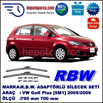 VW Golf Plus [5M1] 01.2005-05.2009, 700 / 700 mm.  RBW  ADAPTÖRLÜ MUZ SİLECEK SETİ