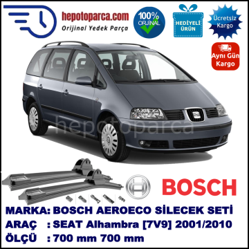 SEAT Alhambra [7V9] 07.2001-03.2010, 700 / 700 mm. BOSCH AEROECO Aparatlı Muz Silecek