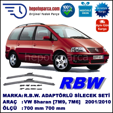 VW Sharan [7M9, 7M6] 06.2001-03.2010, 700 / 700 mm.  RBW  ADAPTÖRLÜ MUZ SİLECEK SETİ