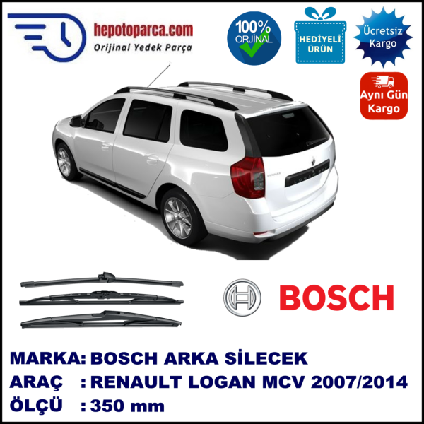 RENAULT Logan MCV [KS/FS] 350 mm 01.2007-... BOSCH Arka Silecek