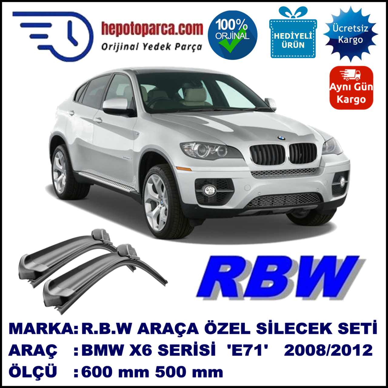 BMW X6 [E71,E72] MUZ SİLECEK TAKIMI RBW ARACA ÖZEL (2008-2012)