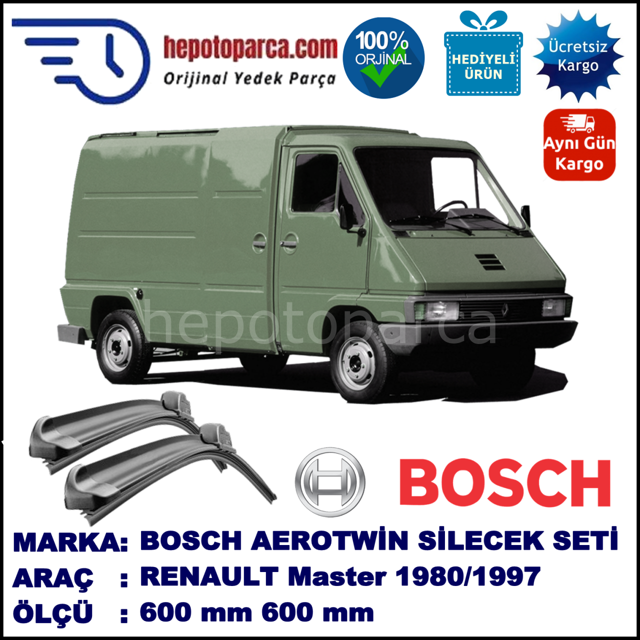 RENAULT Master  09.1980-09.1997 600/600 mm Bosch Aerotwin Araca Özel Silecek