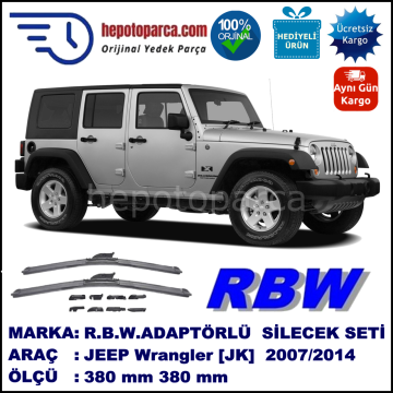 JEEP Wrangler [JK] 01.2007-..., 380 / 380 mm.  RBW  ADAPTÖRLÜ MUZ SİLECEK SETİ