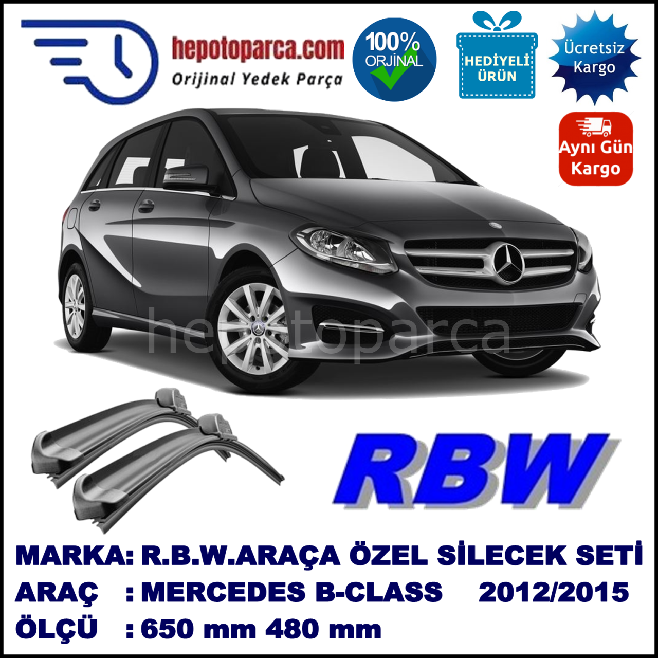 MERCEDES B-CLASS [W246,W242] MUZ SİLECEK TAKIMI RBW ARACA ÖZEL (2012-2015)
