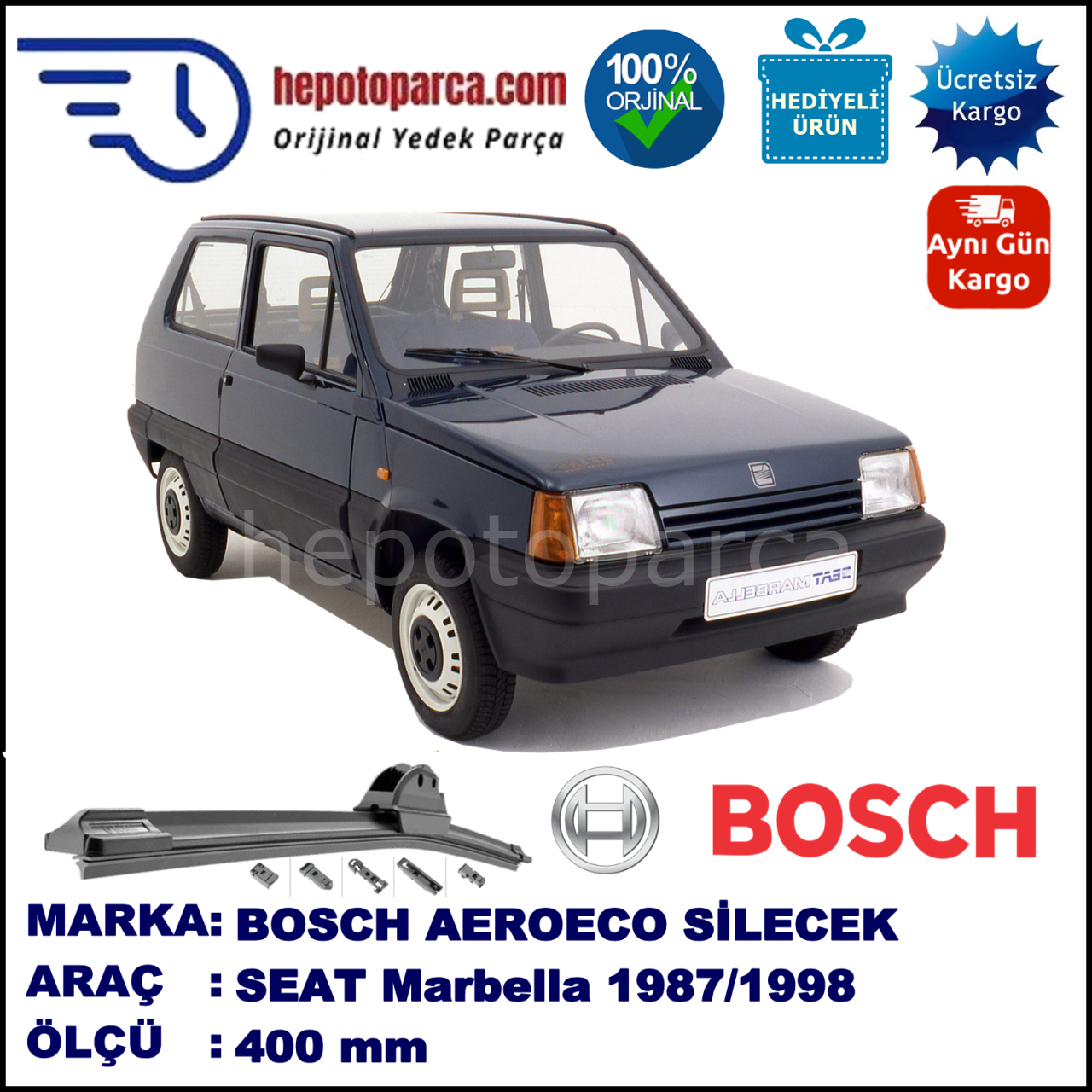 SEAT Marbella  01.1987-05.1998, 400 / - mm. BOSCH AEROECO Aparatlı Muz Silecek