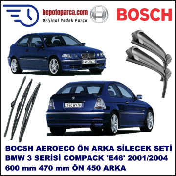 BMW Serie 3 Compact [E 46] 06,2001-12,2004 Bosch Aeroeco Ön ve Arka Silecek Takımı