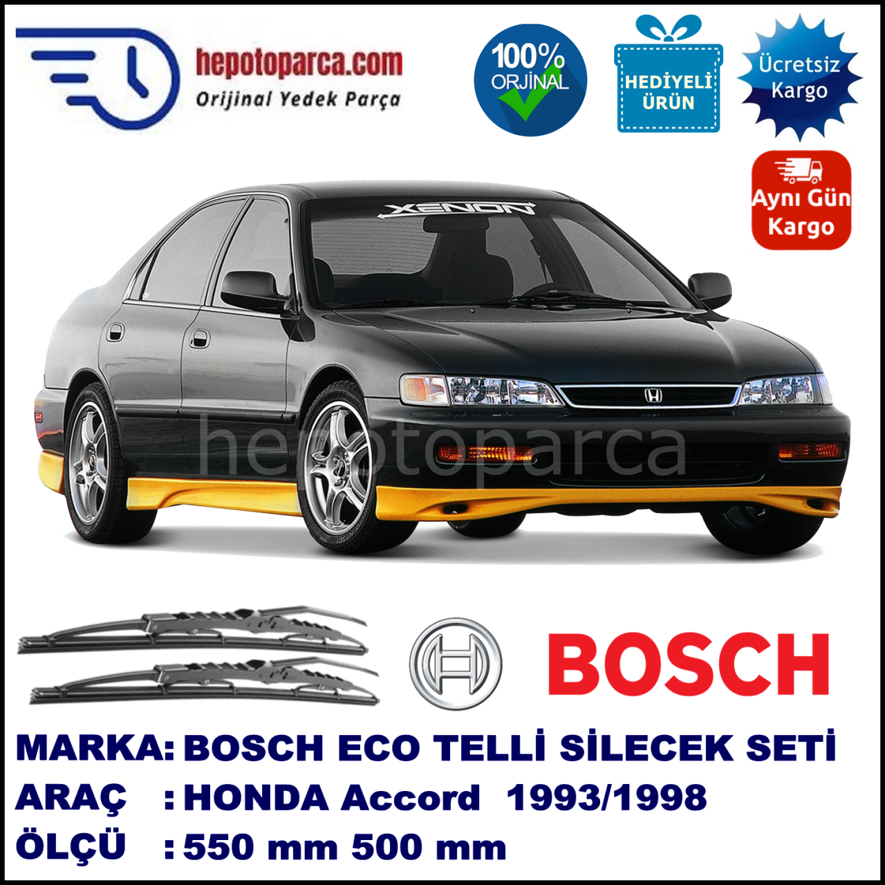 HONDA Accord Sedan [CC; CE/CF] 03.93-10.98 550 / 500 mm. BOSCH ECO Telli Silecek 2'li Takım