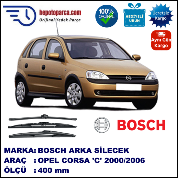 OPEL Corsa [C] 400 mm 09.2000-09.2006 BOSCH Arka Silecek