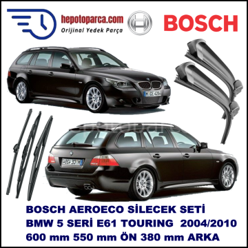 BMW Serie 5 Touring [E 61] 05,2004-08,2010 Bosch Aeroeco Ön ve Arka Silecek Takımı