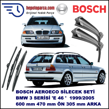BMW Serie 3 Touring [E 46] 10,1999-09,2005 Bosch Aeroeco Ön ve Arka Silecek Takımı