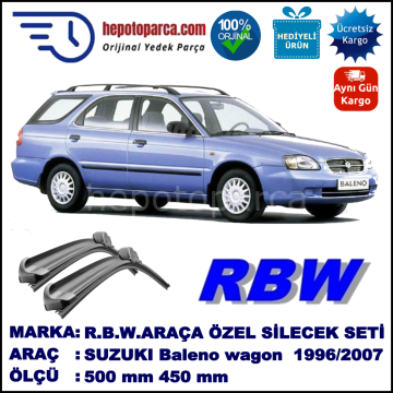 SUZUKI Baleno Wagon  08.96-09.07 500 / 450 mm. RBW Muz Silecek Seti  2'li Takım. U Kanca Uyumludur.