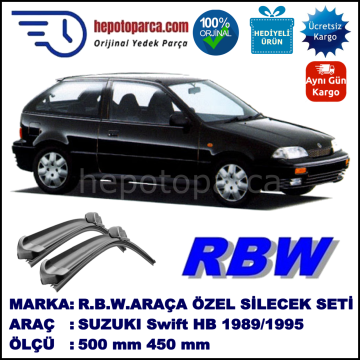 SUZUKI Swift Hatchback [EA] 01.89-09.95 500 / 450 mm. RBW Muz Silecek Seti  2'li Takım. U Kanca Uyumludur.