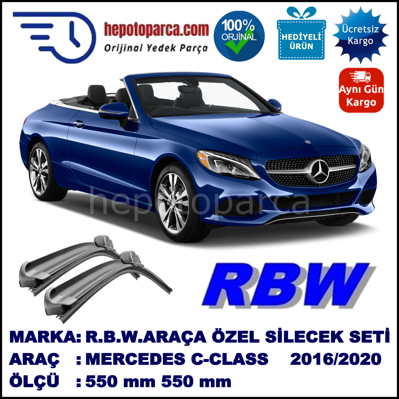 MERCEDES C-CLASS CABRIO/COUPE MUZ SİLECEK TAKIMI RBW ARACA ÖZEL [AC205] (2016→)