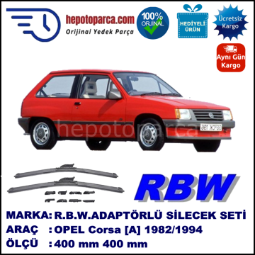 OPEL Corsa [A] 09.1982-08.1994, 400 / 400 mm.  RBW  ADAPTÖRLÜ MUZ SİLECEK SETİ