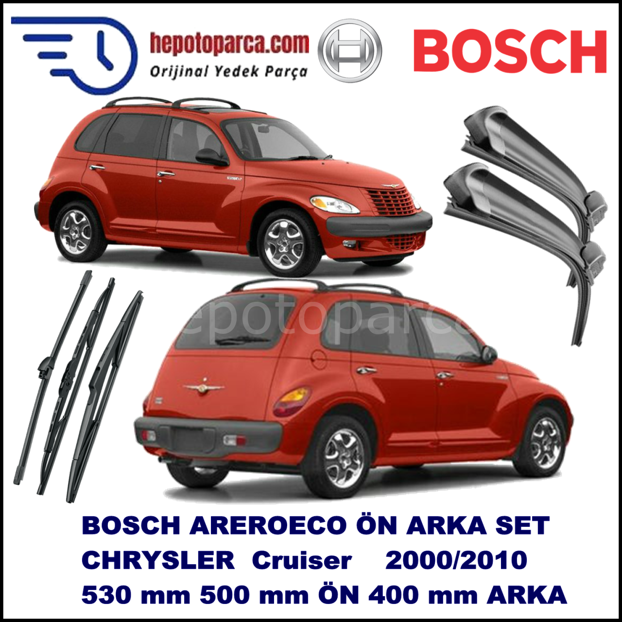 CHRYSLER PT Cruiser [PT] 06,2000-12,2010 Bosch Aeroeco Ön ve Arka Silecek Takımı