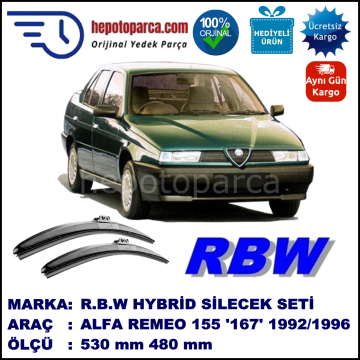 ALFA ROMEO 155 [167] 02.92-04.96 530 / 480 mm. RBW Hybrid Silecek Seti. U Kanca Uyumlu Hibrit