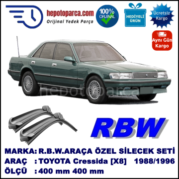 TOYOTA Cressida Sedan [X8] 08.88-08.96 400 / 400 mm. RBW Muz Silecek Seti  2'li Takım. U Kanca Uyumludur.