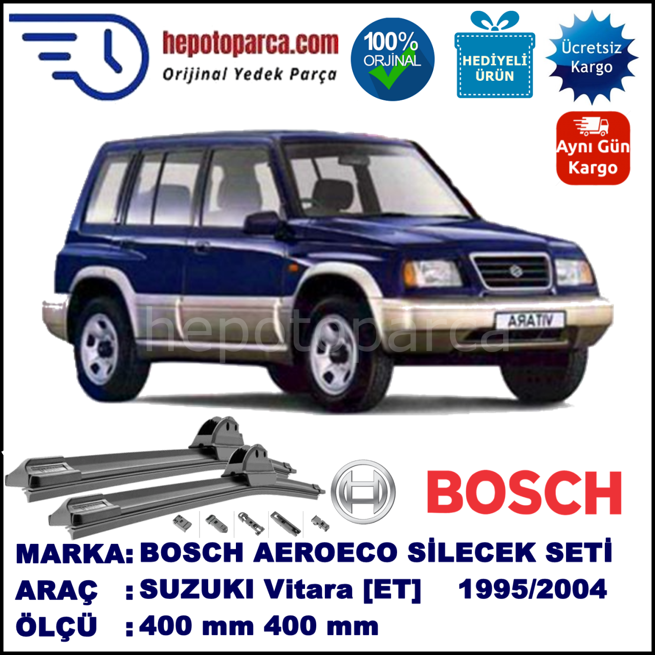 SUZUKI Vitara  09.1995-03.2004, 400 / 400 mm. BOSCH AEROECO Aparatlı Muz Silecek