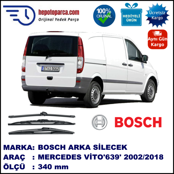 MERCEDES-BENZ Viano [639 T0N] 340 mm 09.2005-08.2010 BOSCH Arka Silecek