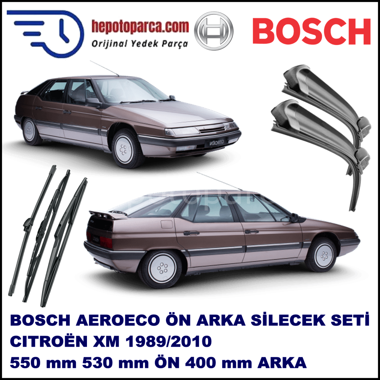 CITROEN XM [Y3, Y4] 05,1989-10,2010 Bosch Aeroeco Ön ve Arka Silecek Takımı