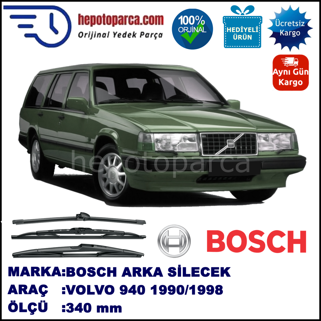 VOLVO 940  340 mm 09.1990-10.1998 BOSCH Arka Silecek