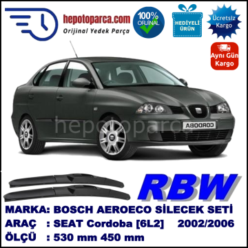 SEAT Cordoba [6L2] 09.02-02.06 530 / 450 mm. RBW Hybrid Silecek Seti. U Kanca Uyumlu Hibrit