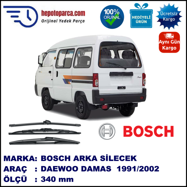 DAEWOO Damas  340 mm 10.1991-12.2002 BOSCH Arka Silecek