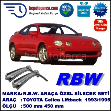 TOYOTA Celica Liftback [T20] 11.93-08.95 500 / 450 mm. RBW Muz Silecek Seti  2'li Takım. U Kanca Uyumludur.