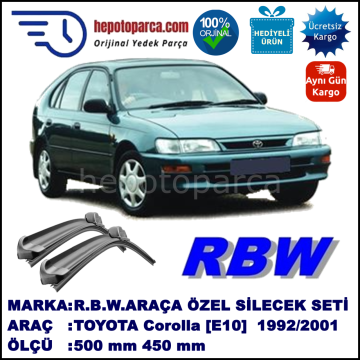 TOYOTA Corolla [E10; E11] 05.92-09.01 500 / 450 mm. RBW Muz Silecek Seti  2'li Takım. U Kanca Uyumludur.