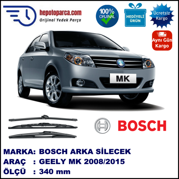 GEELY  MK  340 mm 07.2008-... BOSCH Arka Silecek