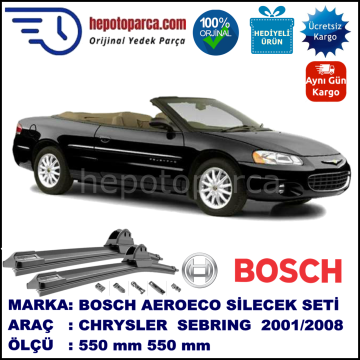 CHRYSLER Sebring Convertible [JR] 01.2001-08.2008, 550 / 530 mm. BOSCH AEROECO Aparatlı Muz Silecek