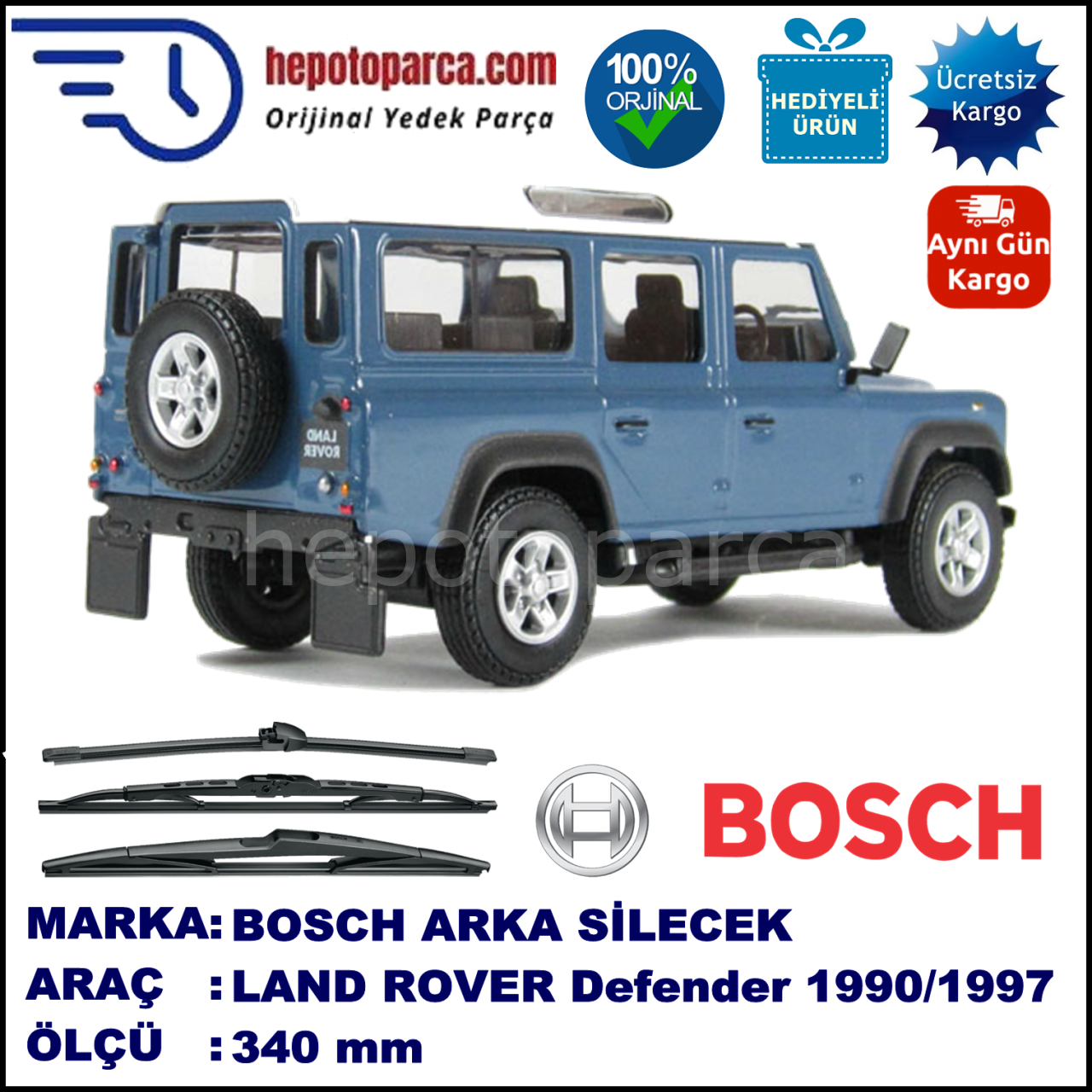 LAND ROVER  Defender 130  340 mm 08.1990-... BOSCH Arka Silecek