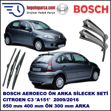 CITROEN C3 [A8; A31] 01,2002-08,2009 Bosch Aeroeco Ön ve Arka Silecek Takımı