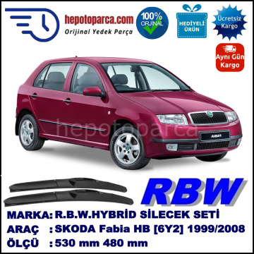 SKODA Fabia Hatchback [6Y2] 09.99-03.08 530 / 480 mm. RBW Hybrid Silecek Seti. U Kanca Uyumlu Hibrit