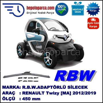RENAULT Twizy [MA]  03.2012-..., 450 / - mm.  RBW  ADAPTÖRLÜ MUZ SİLECEK