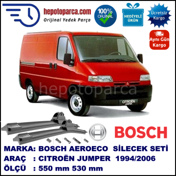CITROEN Jumper [U5, 23] 02.1994-05.2006, 550 / 530 mm. BOSCH AEROECO Aparatlı Muz Silecek