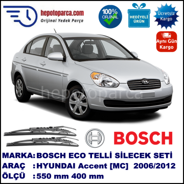 HYUNDAI Accent [MC] 04.06-02.12 550 / 400 mm. BOSCH ECO Telli Silecek 2'li Takım