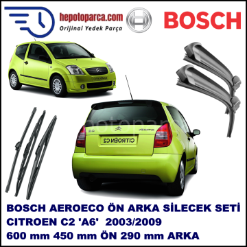 CITROEN C2 [A6] 09,2003-12,2009 Bosch Aeroeco Ön ve Arka Silecek Takımı