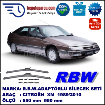 CITROEN XM [Y3, Y4] 05.1989-10.2010, 550 / 530 mm.  RBW  ADAPTÖRLÜ MUZ SİLECEK SETİ