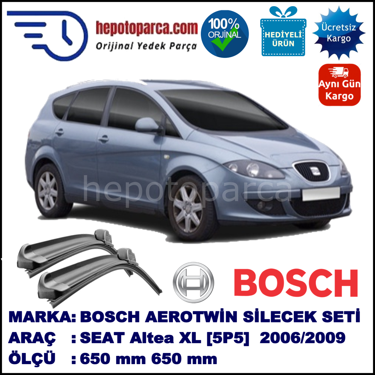 SEAT Altea XL [5P5] 05.2006-... 650/650 mm Bosch Aerotwin Araca Özel Silecek