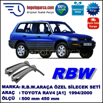 TOYOTA RAV4 [A1] 04.94-08.00 500 / 450 mm. RBW Muz Silecek Seti  2'li Takım. U Kanca Uyumludur.