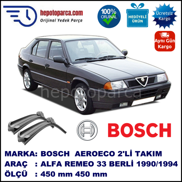 ALFA ROMEO 33 Berlina [907] 01.1990-10.1994, 450 / 450 mm. BOSCH AEROECO Aparatlı Muz Silecek
