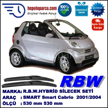 SMART (MCC) Smart Cabrio [450] 01.01-01.04 530 / 530 mm. RBW Hybrid Silecek Seti. U Kanca Uyumlu Hibrit